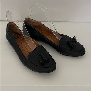 Sofft Black Leather Tassel Loafers